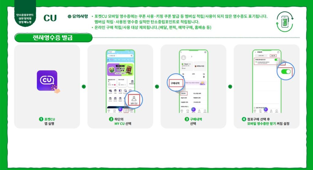 CU 전자영수증 신청방법